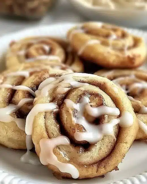 Biscuits roulés à la cannelle, moelleux et savoureux, sur une assiette décorée.