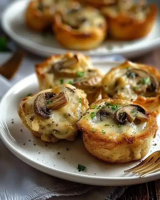 Bouchées croustillantes aux champignons gratinés, délicieuses et savoureuses.