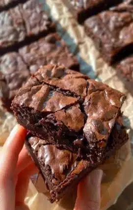 Brownie au chocolat moelleux avec des noix sur fond blanc