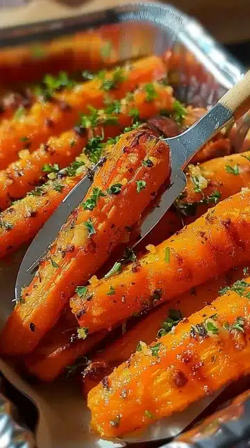 Carottes croustillantes au parmesan servies dans un plat coloré