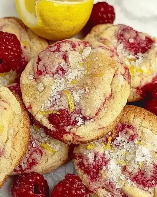 Cookies au citron et framboises fraîchement cuits