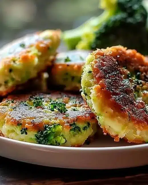 Galettes croustillantes de brocoli prêtes à être dégustées sur une assiette
