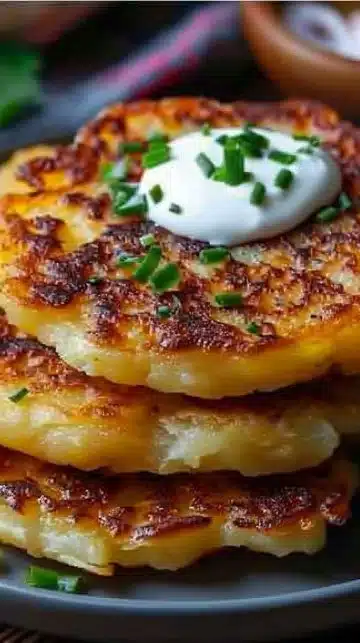 Galettes de pommes de terre croustillantes servies avec une sauce