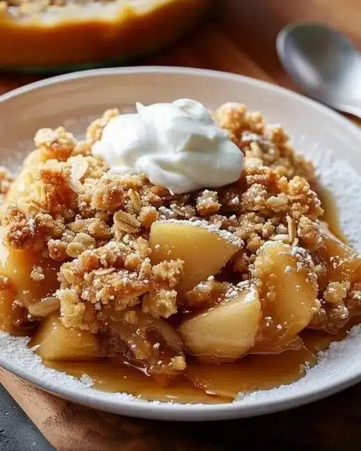 Crumble aux pommes classique, dessert savoureux, croustillant et gourmand