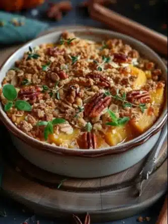 Crumble salé au potiron, une recette savoureuse et réconfortante à savourer.