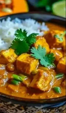 Curry de Potiron délicieux servi dans un bol, garniture de coriandre fraîche.