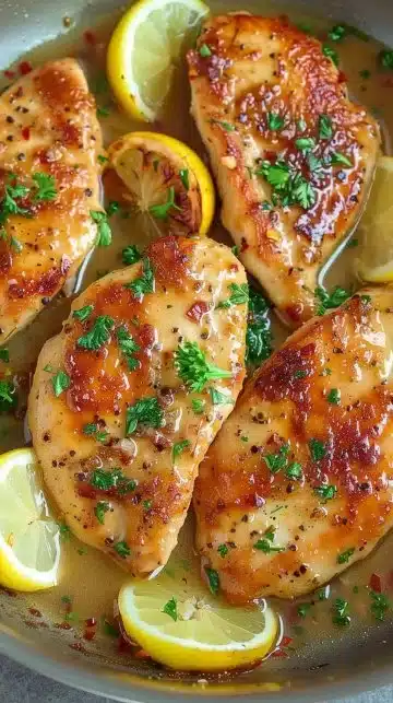 Dîner délicieux de poulet au citron servi avec des légumes frais