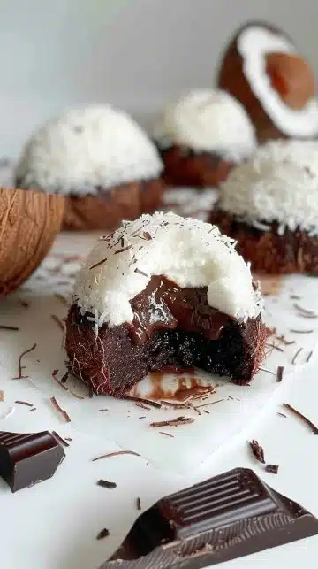 Dôme à la noix de coco avec pâte à tartiner au chocolat