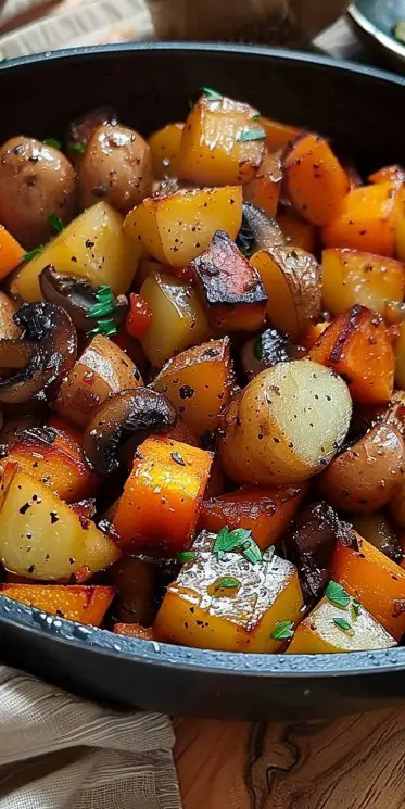 Poêlée D'Automne Au Potimarron, Pommes De Terre, Carotte Et Champignons
