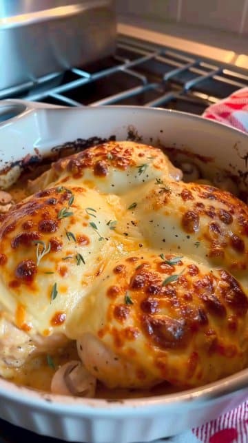 Poulet béchamel farci aux champignons