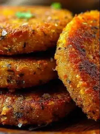 Galettes au potimarron et au parmesan servies sur une assiette