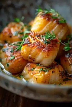 Gnocchis de potimarron poêlés au beurre et thym, garnis d'herbes aromatiques.