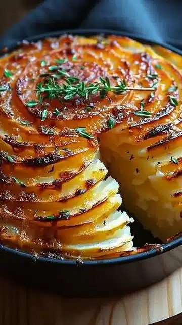 Gratin de pommes de terre croustillants, un plat délicieusement doré et savoureux.