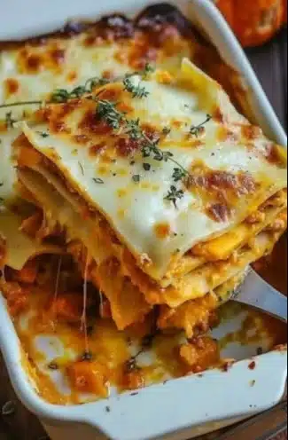 Lasagnes automnales au potimarron, un plat savoureux et réconfortant.
