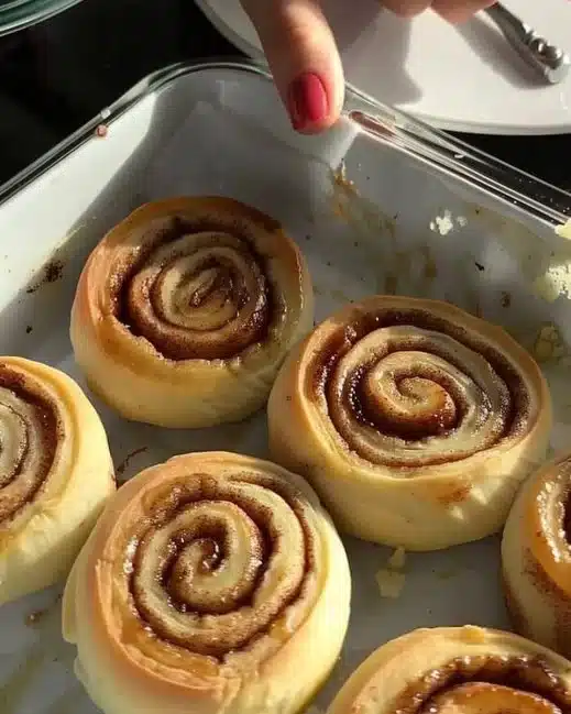 Mini roulés à la cannelle fraîchement cuits sur une assiette