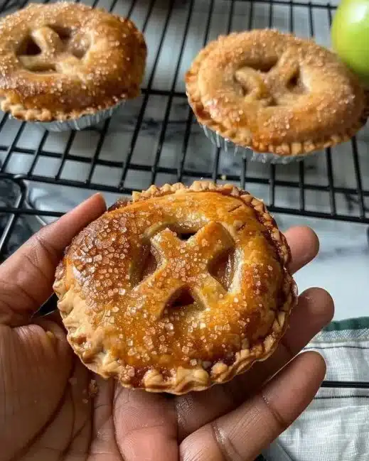 Mini tartes aux pommes croustillantes garnies de pommes dorées et de pâte feuilletée