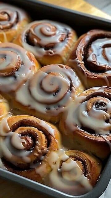 Petits Rouleaux de Cannelle Moelleux avec Glaçage Crémeux