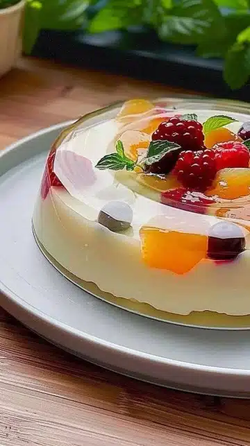 Panna Cotta avec coulis de fruits, un dessert crémeux et savoureux.