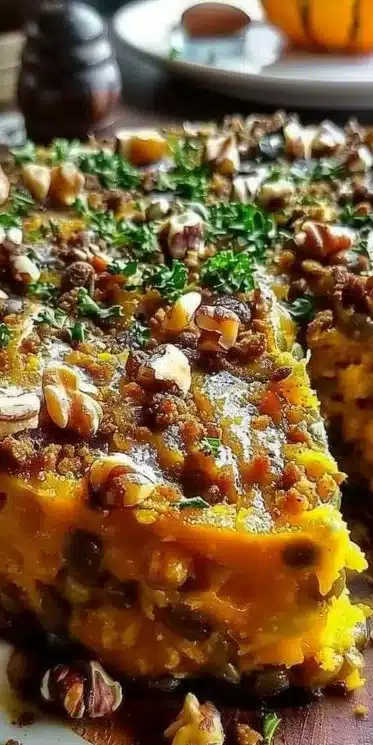 Parmentier de Potimarron et Lentilles avec Crumble aux Noisettes