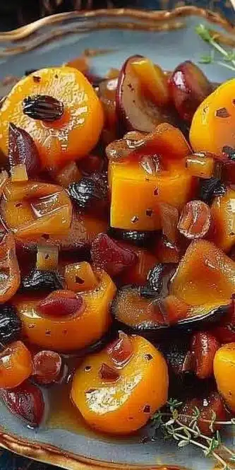 Potimarron avec châtaignes et sirop d'érable dans un plat savoureux