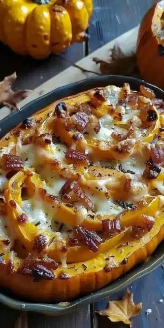 Plat de Potimarron Façon Tartiflette, une recette réconfortante et gourmande.