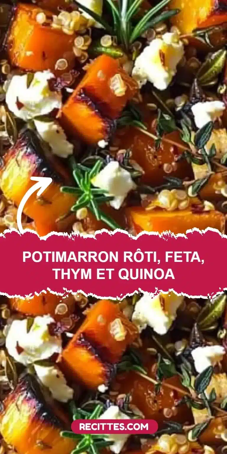 Potimarron Rôti avec Feta et Quinoa garni de Thym