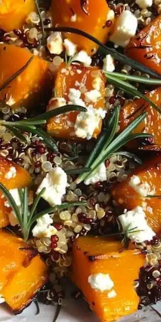 Potimarron Rôti avec Feta et Thym sur un lit de Quinoa