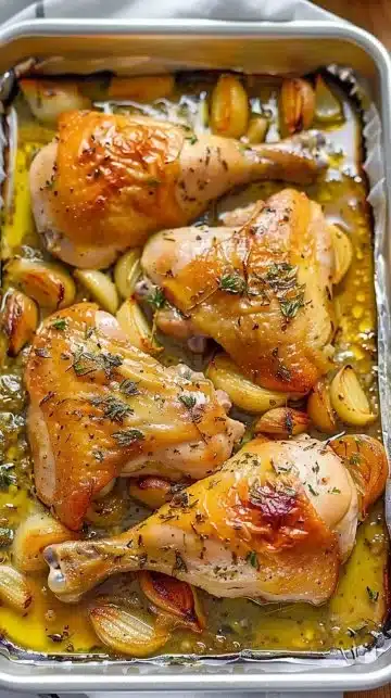 Recette de poulet à l'ail français rôti au four facile et savoureux