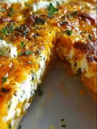 Quiche sans pâte au potimarron et fromage de chèvre sur une assiette