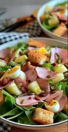 Salade composée parisienne avec des ingrédients frais et diététiques