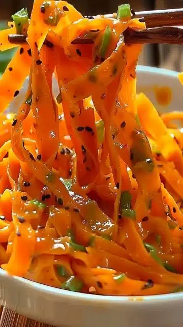 Salade de carottes asiatique fraîche et colorée dans un bol