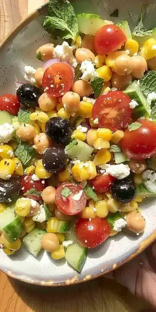 Recette de salade d'été fraîche avec légumes colorés et ingrédients sains