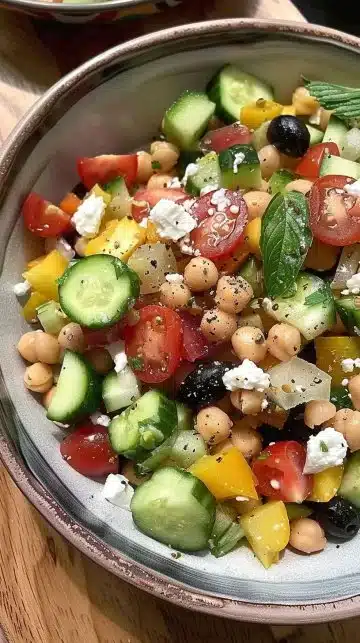 Recette de salade estivale avec ingrédients frais et colorés