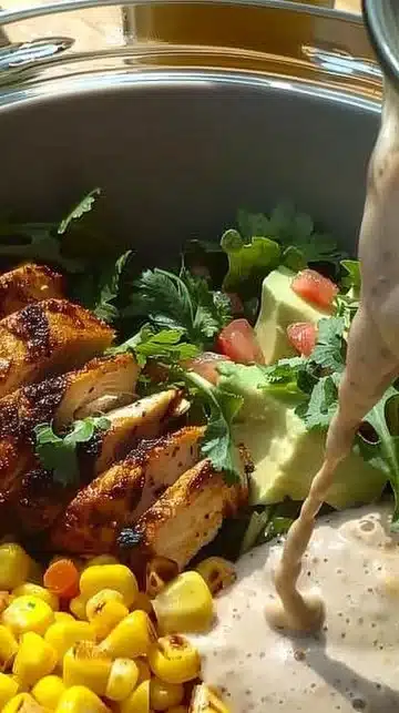Salade Santa Fe au Poulet avec légumes frais et vinaigrette