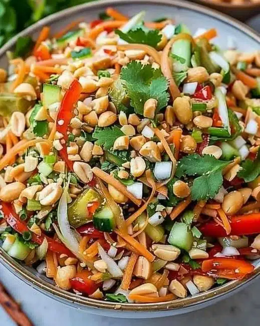 Salade Thaï cacahuète avec légumes croquants et sauce onctueuse