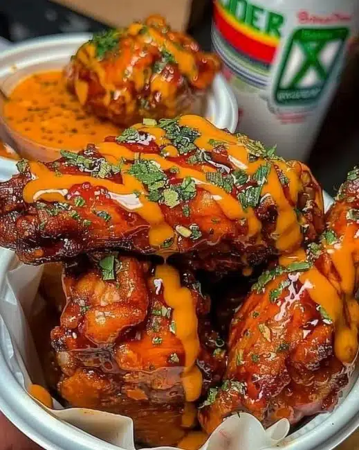 Soul food dinner featuring delicious chicken wings served with sides.