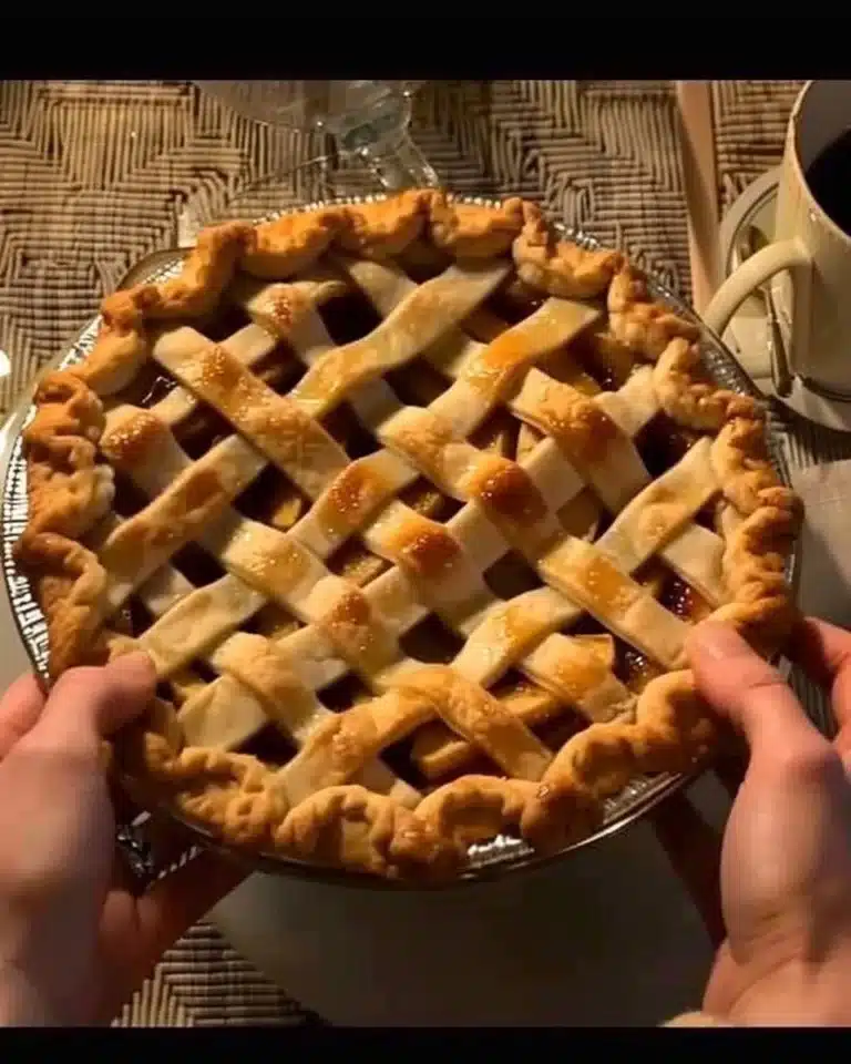 Tarte aux pommes maison garnie de pommes caramélisées sur pâte dorée