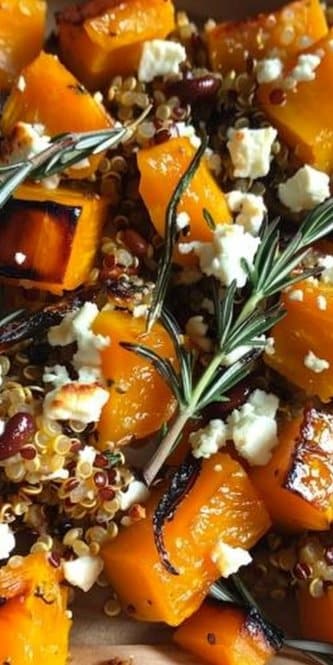 Potimarron Rôti, Feta, Thym Et Quinoa