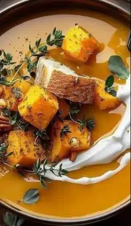 Velouté potimarron châtaignes noix - une soupe crémeuse et de saison