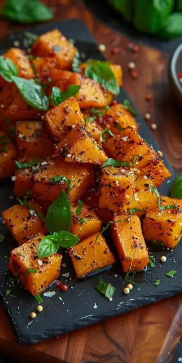 Roasted pumpkin wedges with parmesan