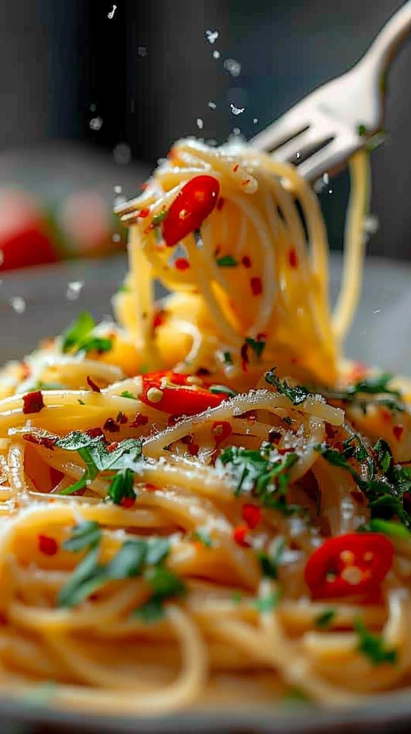 Pâtes Aglio e Olio et Piment