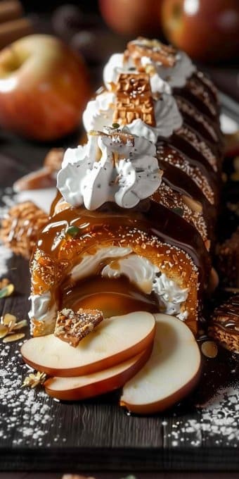 Gourmet Log with Salted Butter Caramel, Caramelized Apples & Speculoos