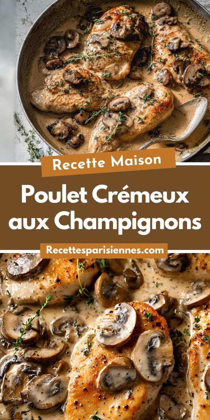 Blanc de poulet à la crème et aux champignons