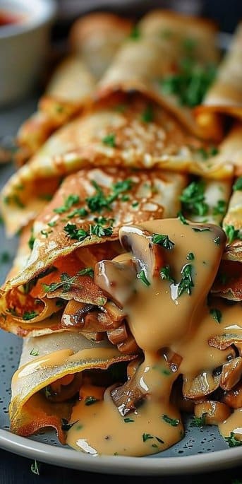 Crêpes salées aux champignons