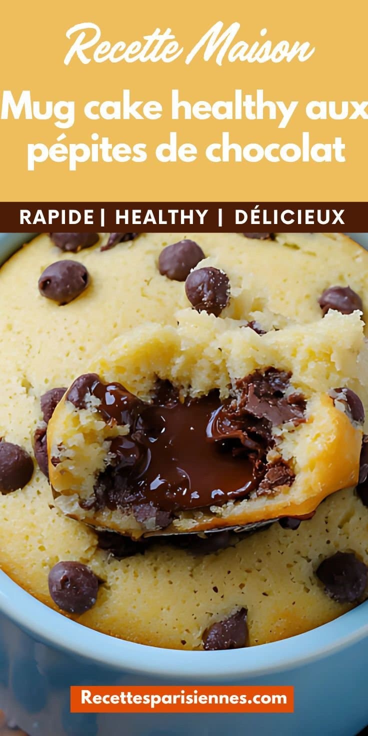 Healthy microwave cake with chocolate chips