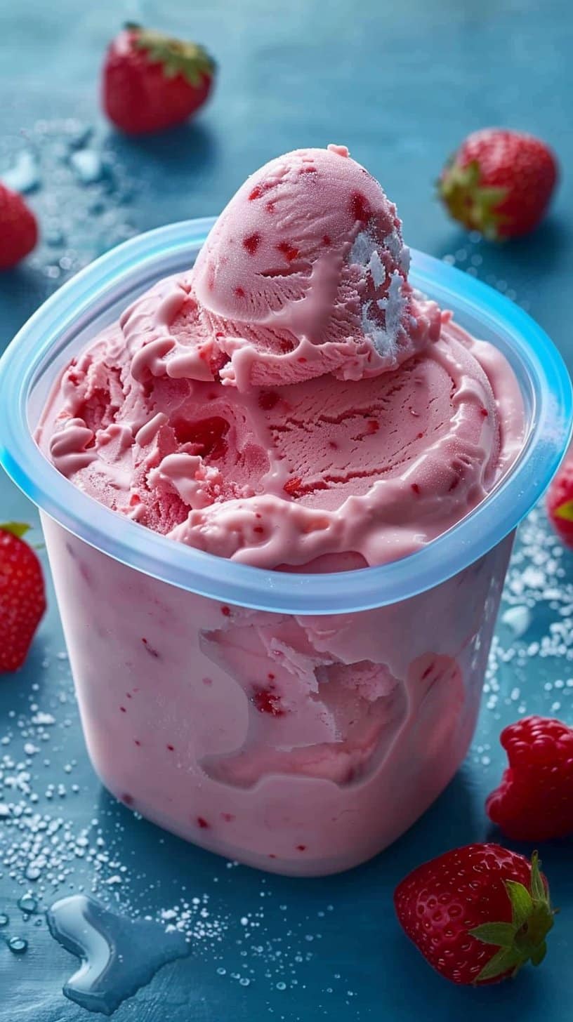 Glace fraise sans œufs