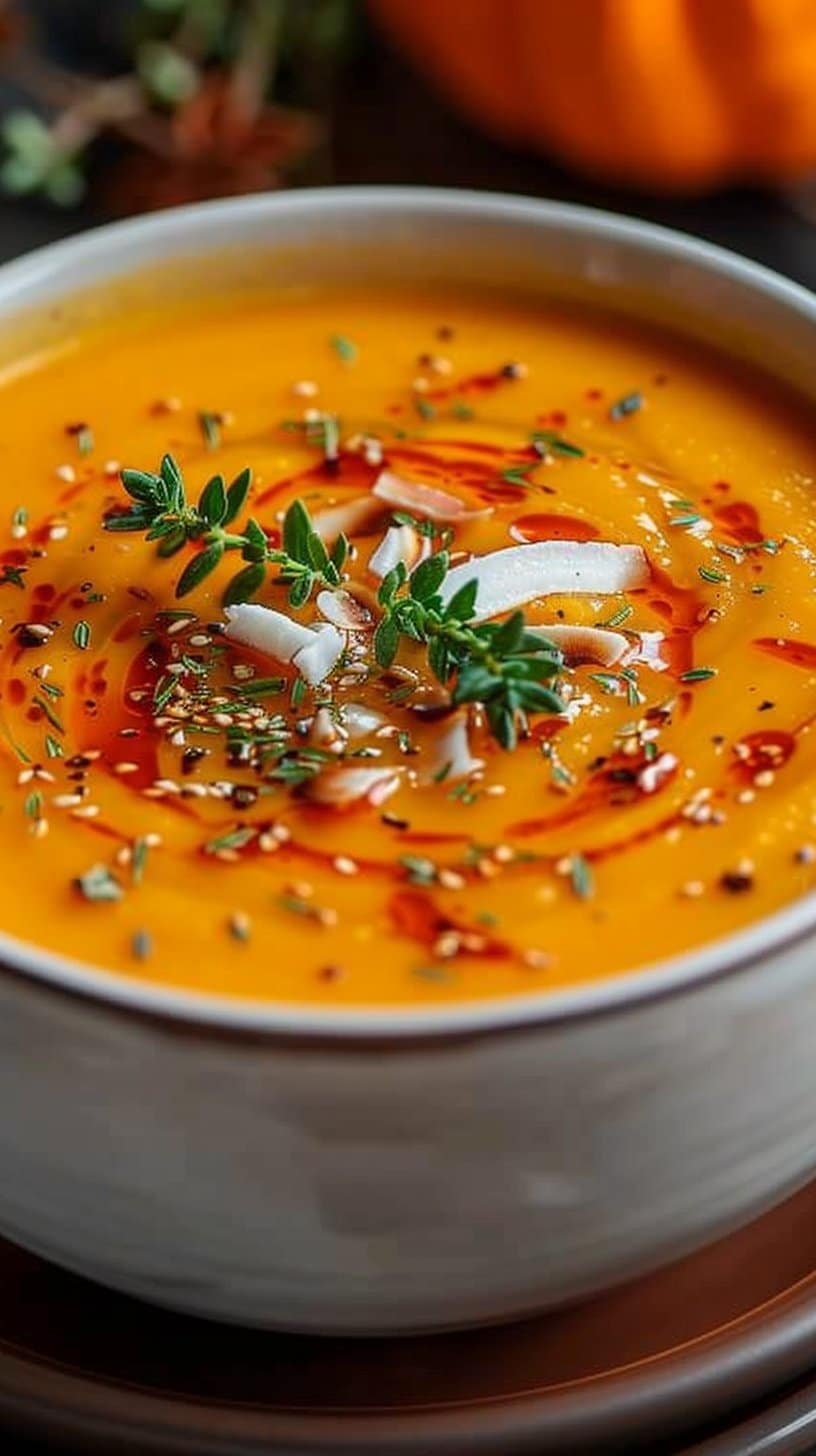 Soupe de potiron au lait de coco