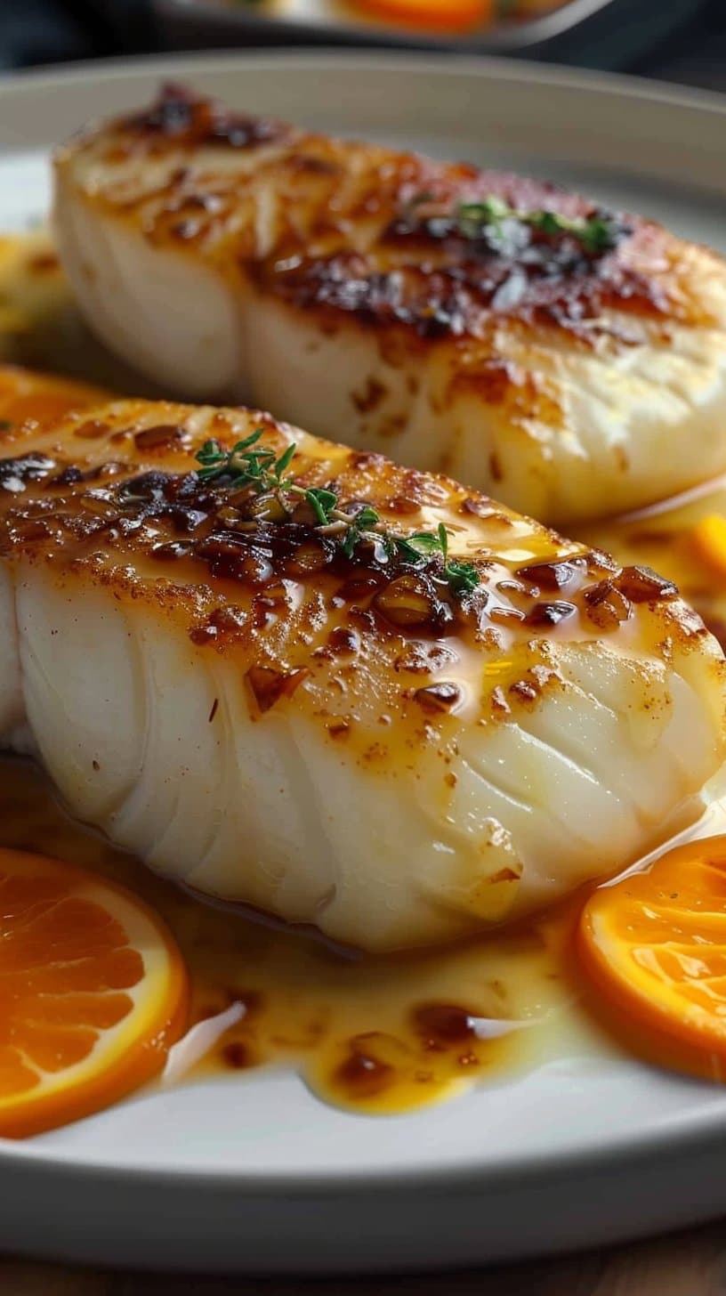 Dos de cabillaud au beurre d'orange vanillé