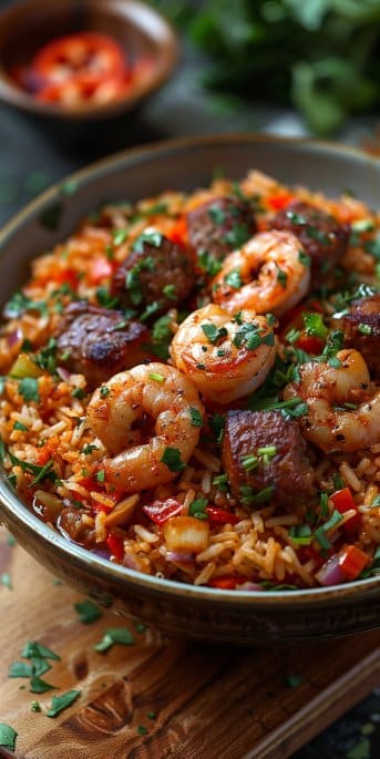 Riz Criollo aux Crevettes et Viandes