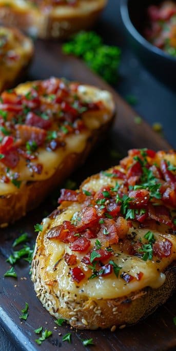 Bruschetta with raclette cheese - Crispy delight with bacon